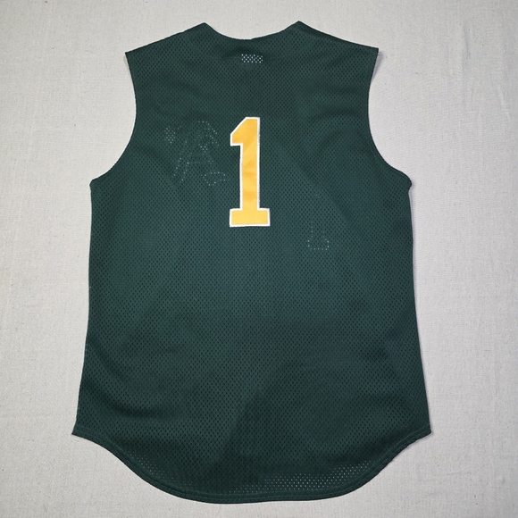 Vintage Majestic Oakland A's Sleeveless Button Down Baseball Jersey Size Medium - Picture 2 of 7
